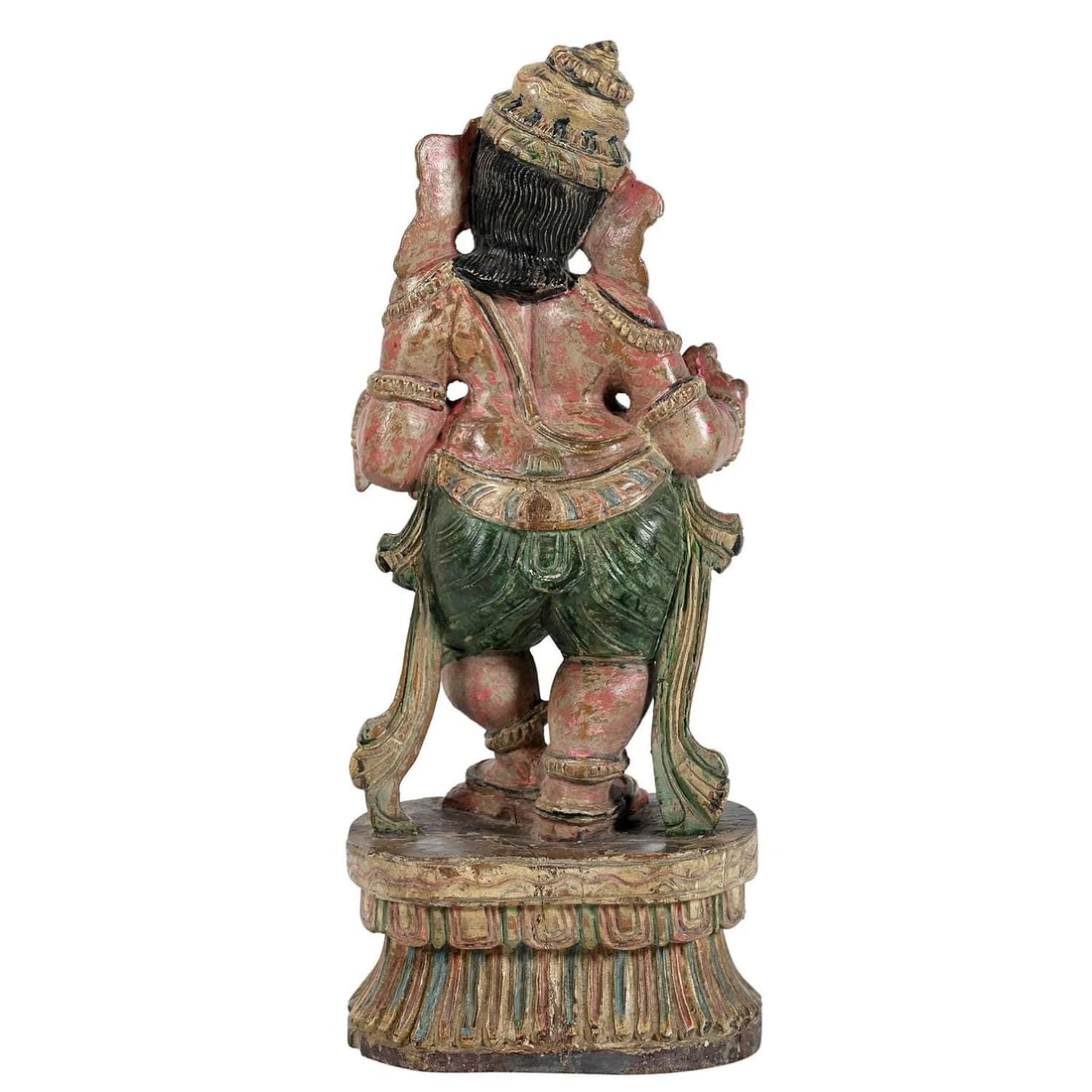 Vintage Handcrafted Large Dancing Ganesha Statue | 20" Tall Hand Painted Wood Hindu Deity Figurine | - 4