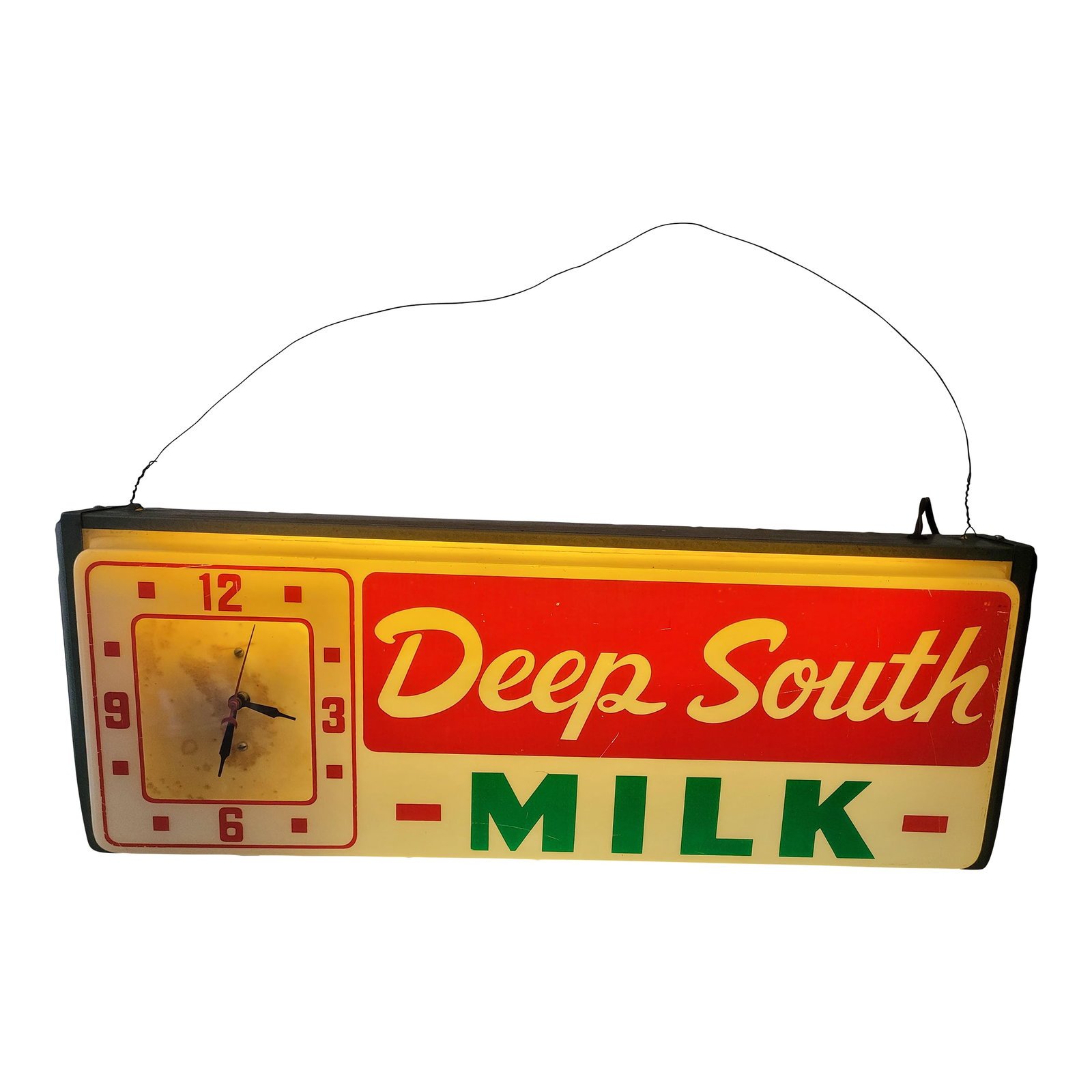 Mid 20th Century Deep South Milk Light-Up Advertising Clock by the Countryman Co. (1 of 12)