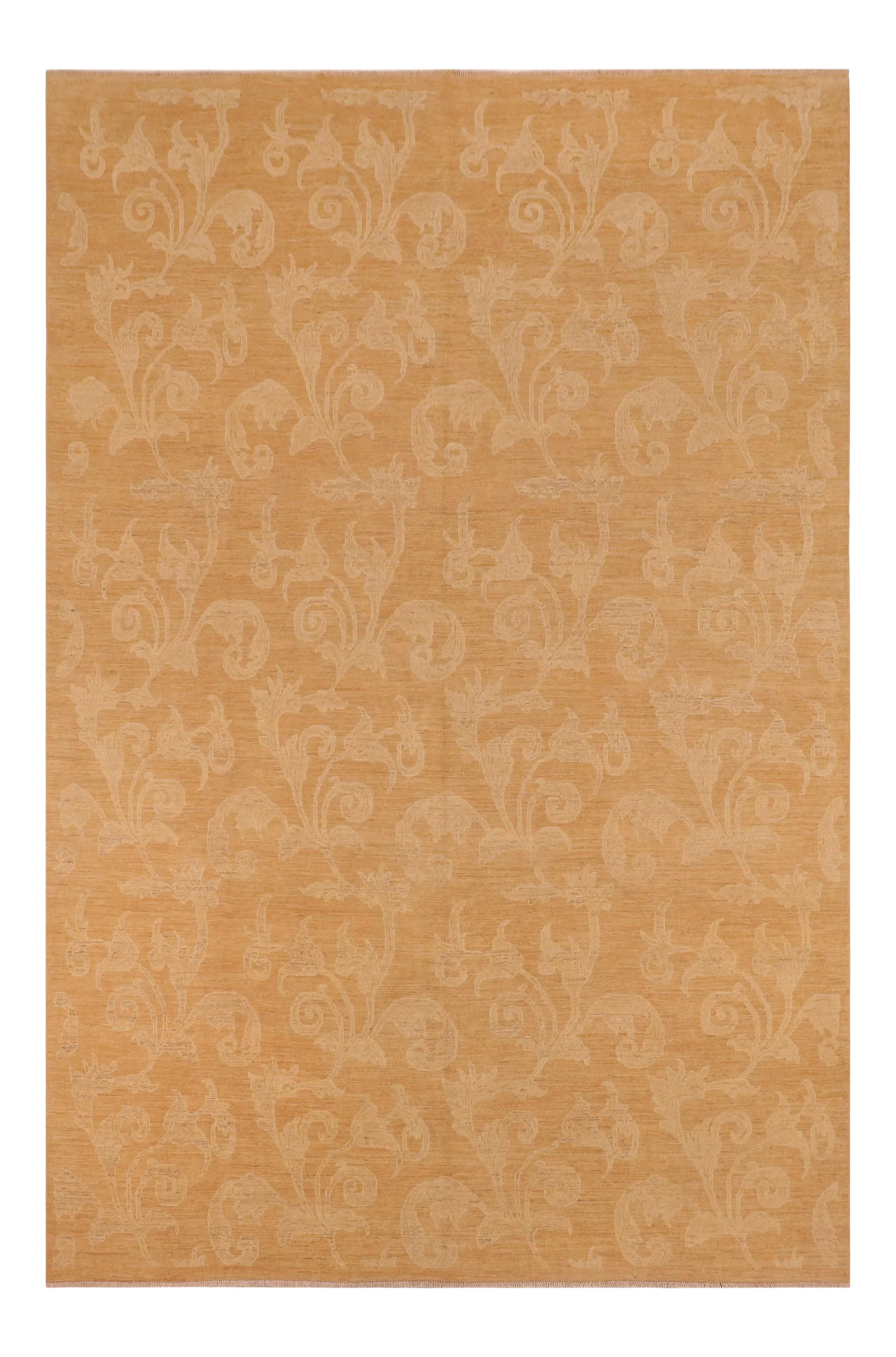 1990s Transitional Sun Faded Light Brown/Tan Hand Knotted Wool Rug - 9'10" X 13'10": From the Sun Faded Collection, this rug has been mellow down by the hot blazing sun for 4 to 6 months. Designed with intricate design and all natural dyes; it is hand-knotted by master artisan to crea