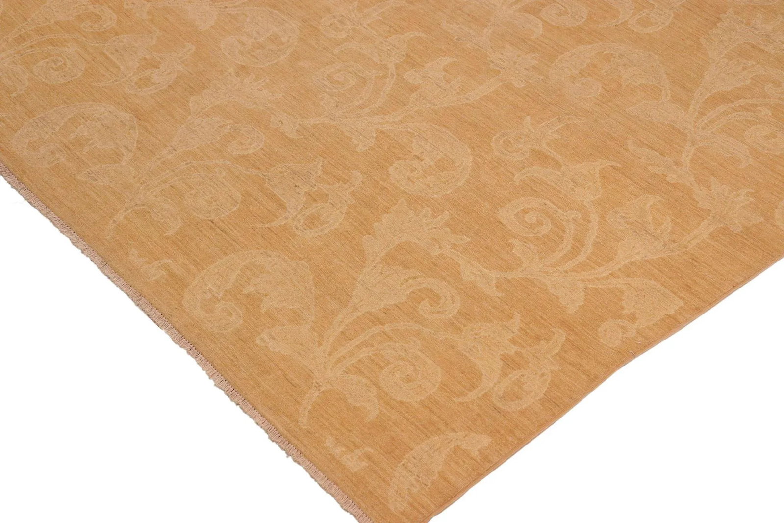 1990s Transitional Sun Faded Light Brown/Tan Hand Knotted Wool Rug - 9'10" X 13'10" - 4