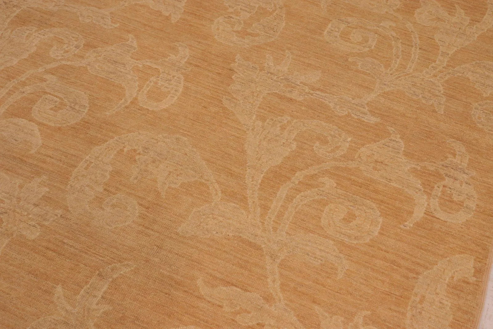 1990s Transitional Sun Faded Light Brown/Tan Hand Knotted Wool Rug - 9'10" X 13'10" - 5