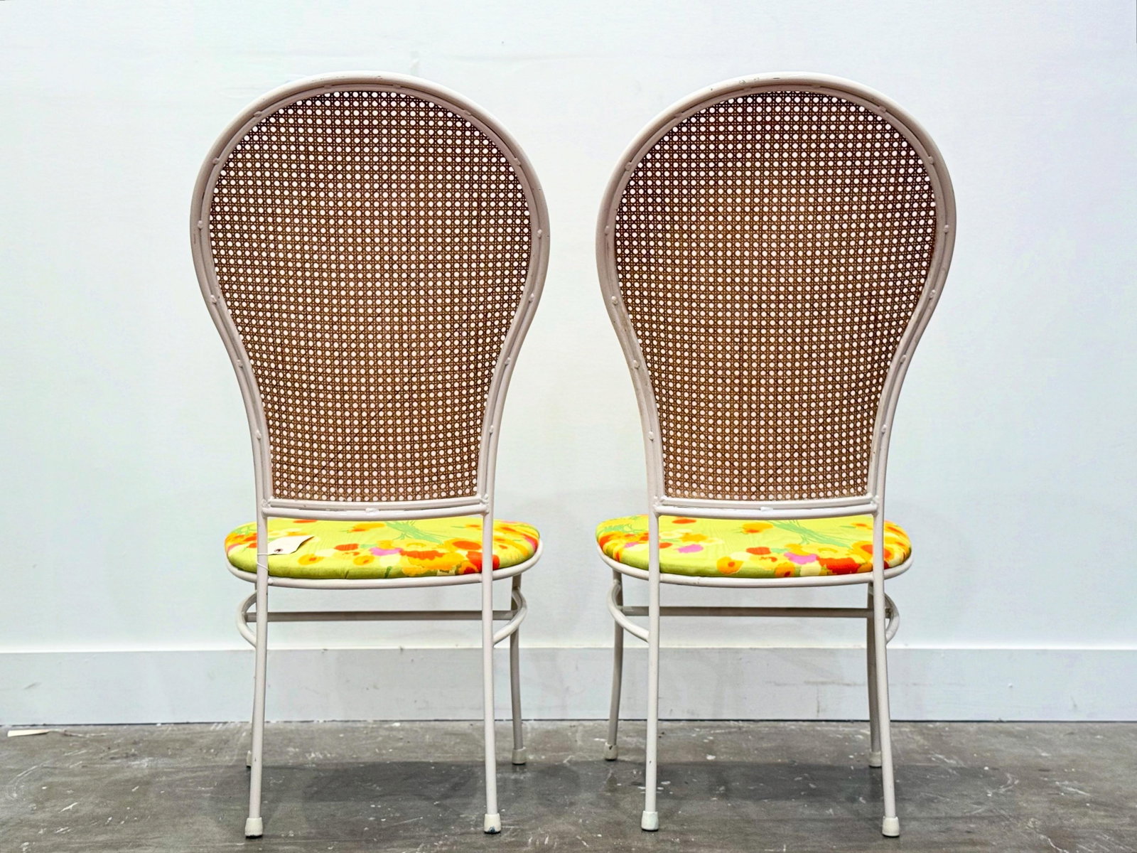 1960s Milo Baughman for Thayer Coggin - Pair Cane + Metal Peacock Chairs - Organic Modern - 3