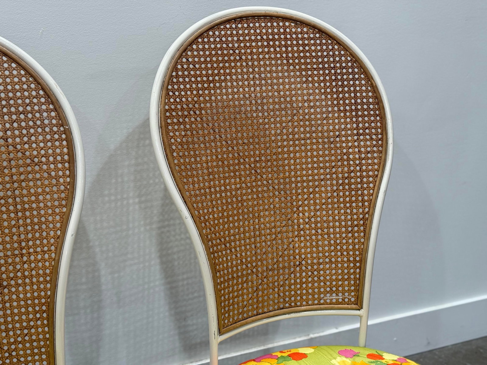 1960s Milo Baughman for Thayer Coggin - Pair Cane + Metal Peacock Chairs - Organic Modern - 7