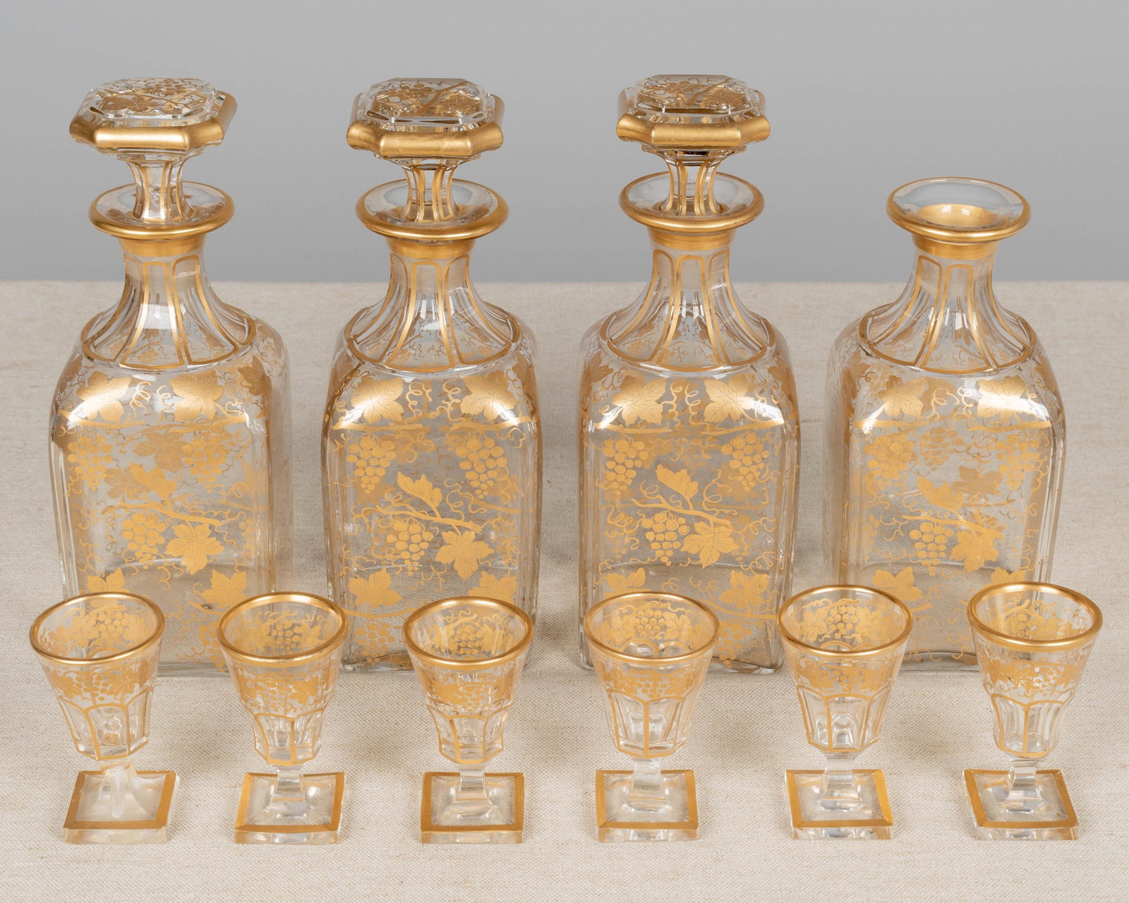 19th Century French Marquetry Tantalus Cordial Decanter Set - Set of 11 - 15
