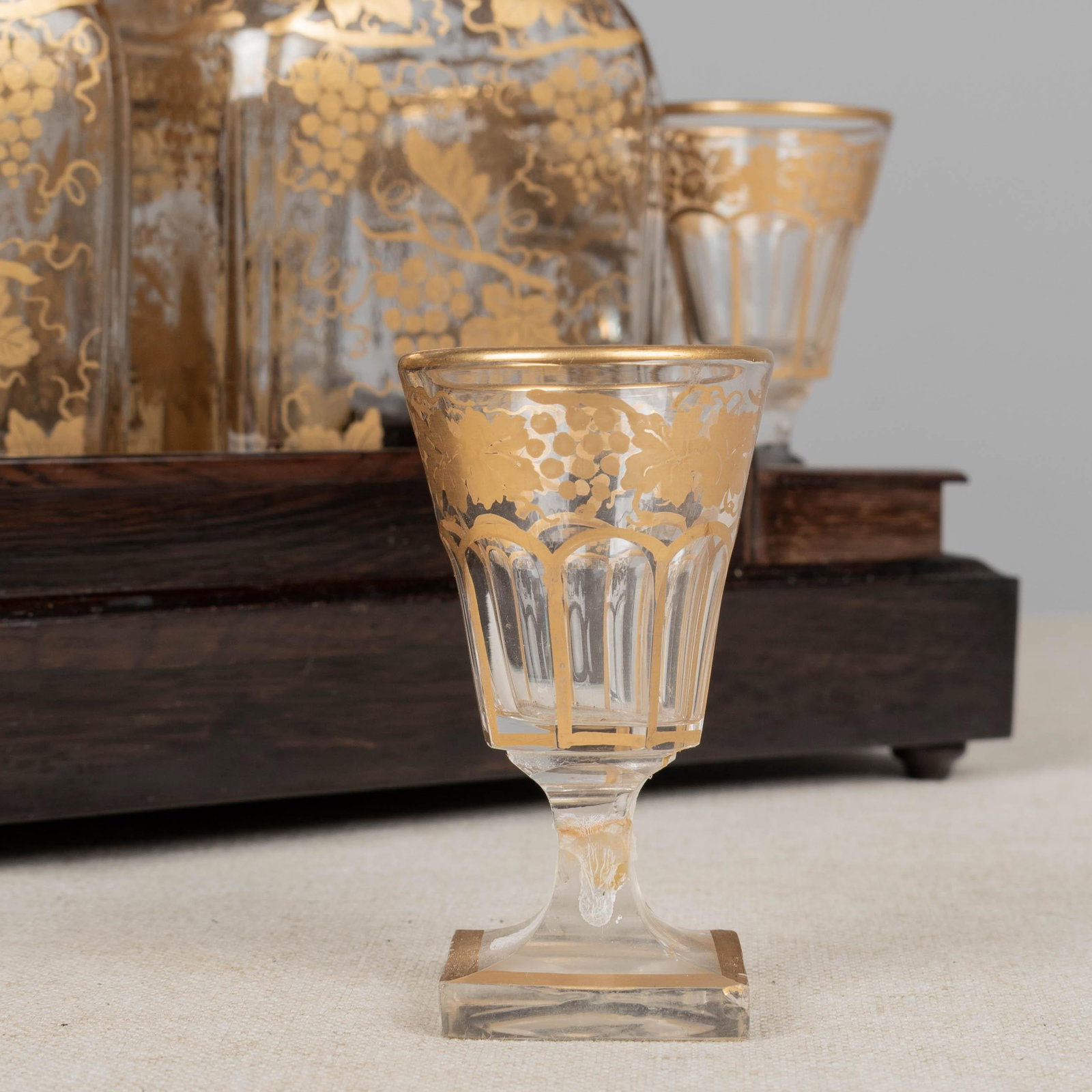 19th Century French Marquetry Tantalus Cordial Decanter Set - Set of 11 - 16