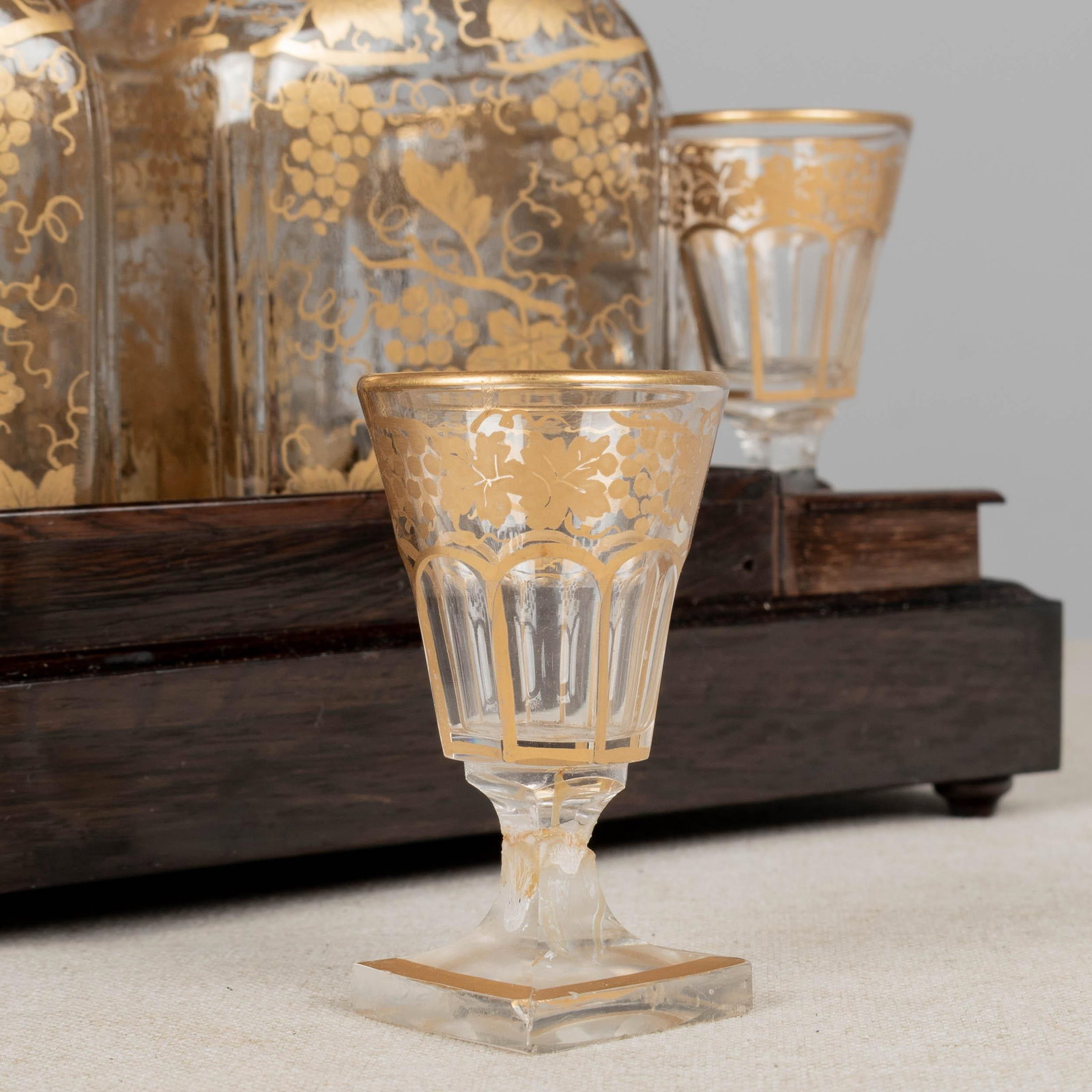 19th Century French Marquetry Tantalus Cordial Decanter Set - Set of 11 - 17