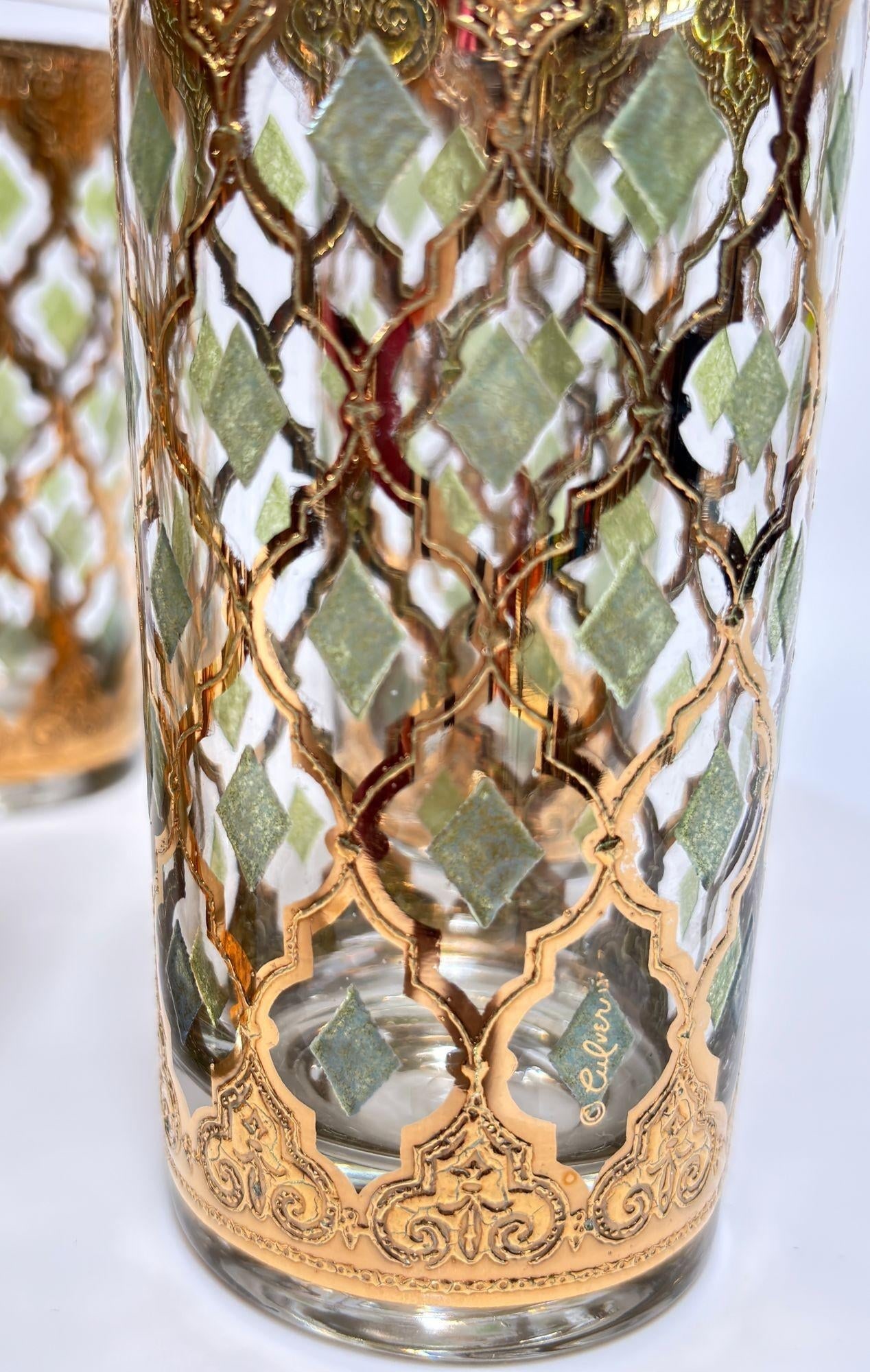 1960s Culver LTD Highball Glasses 22 K Gold Valencia Design - 11