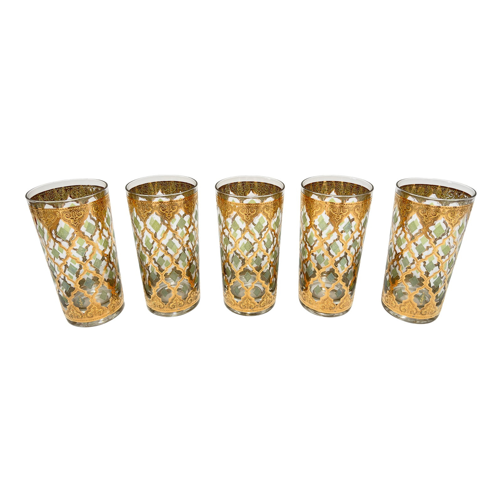 1960s Culver LTD Highball Glasses 22 K Gold Valencia Design (1 of 18)