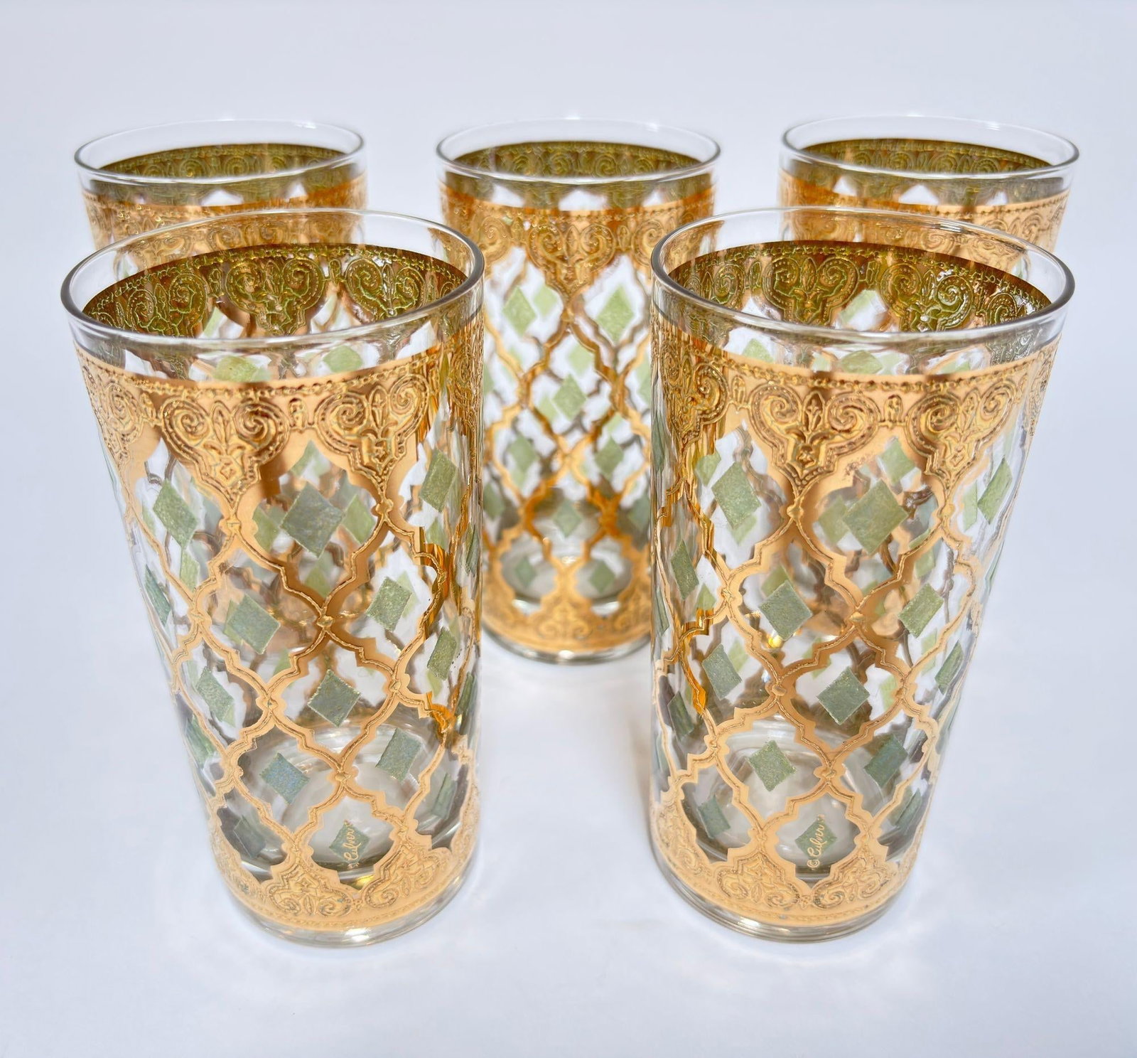 1960s Culver LTD Highball Glasses 22 K Gold Valencia Design - 2