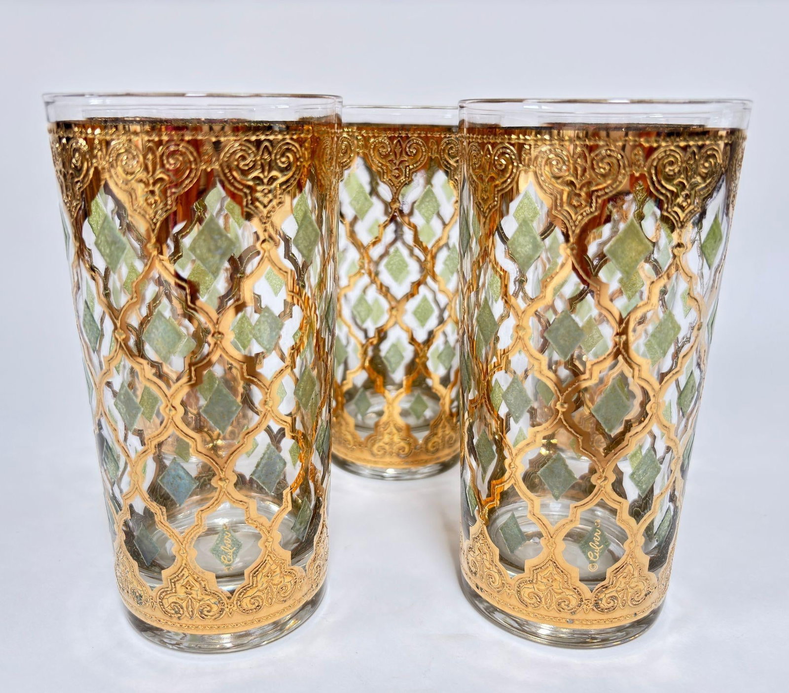 1960s Culver LTD Highball Glasses 22 K Gold Valencia Design - 3