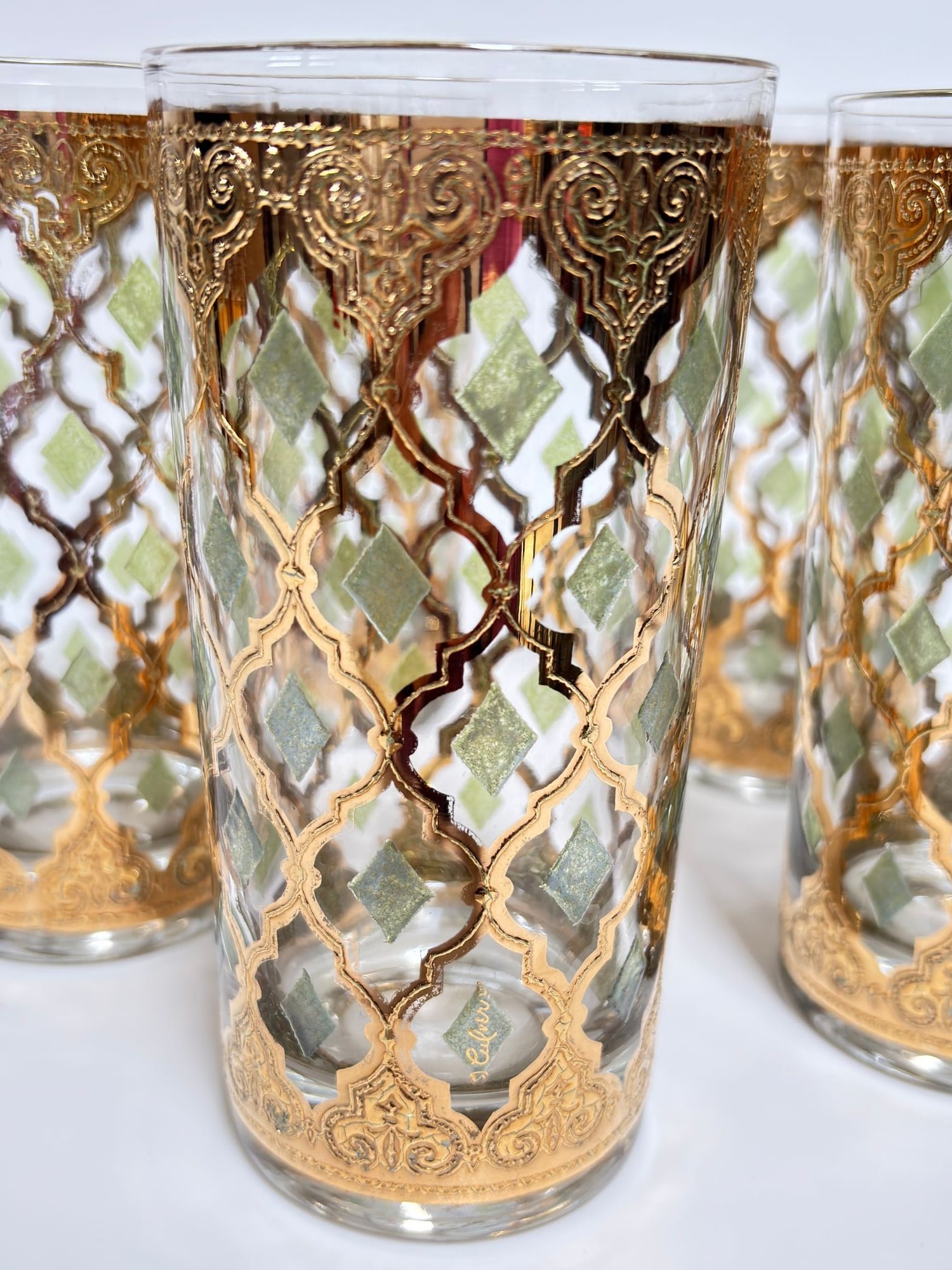 1960s Culver LTD Highball Glasses 22 K Gold Valencia Design - 8