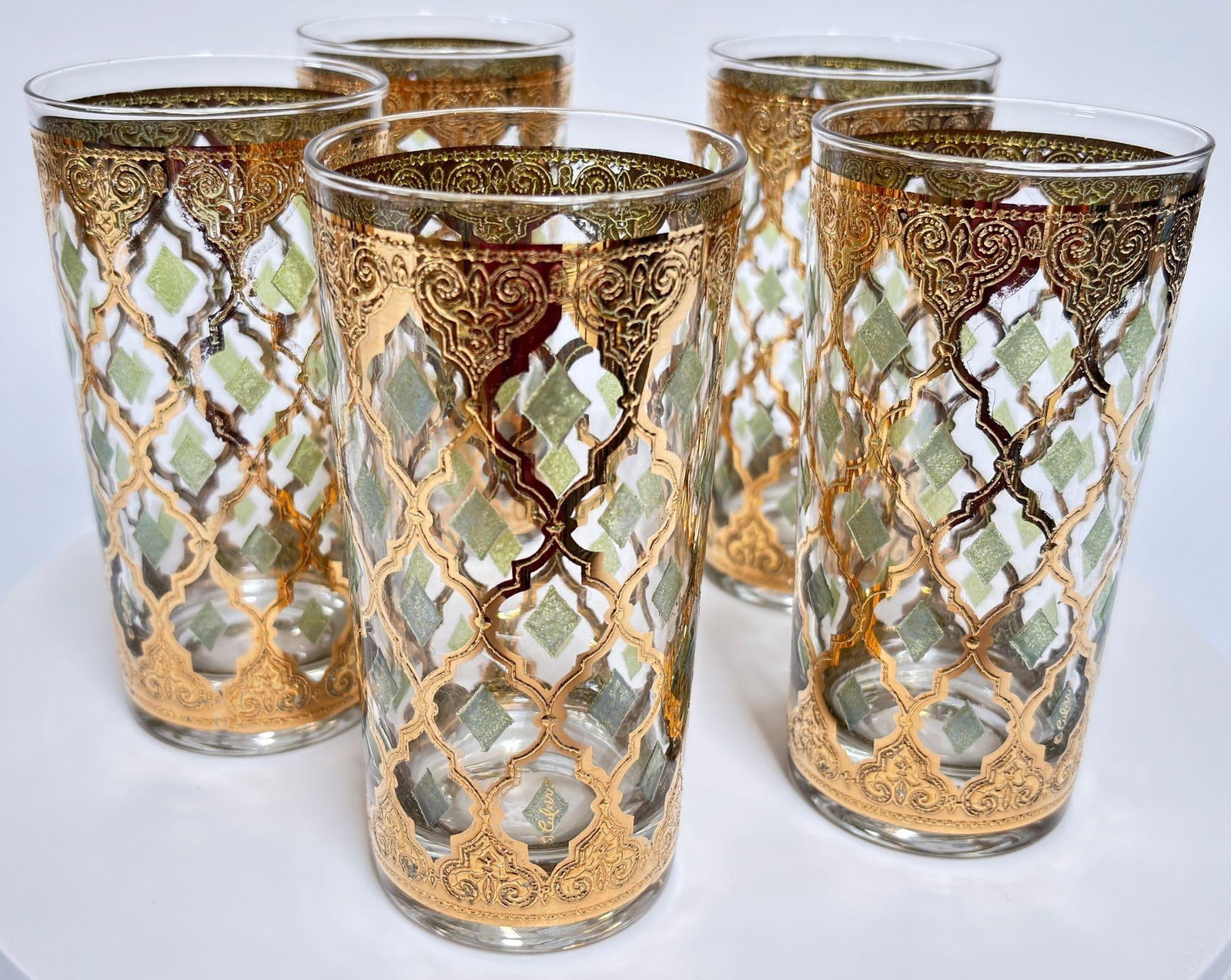 1960s Culver LTD Highball Glasses 22 K Gold Valencia Design - 9