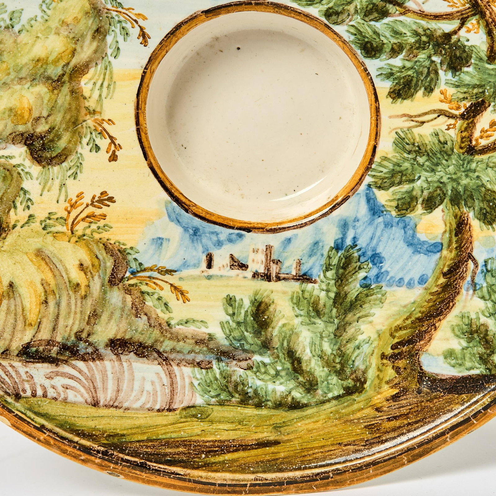 Mid 18th Century Italian Majolica Trembleuse Cup & Saucer, Castelli - 5