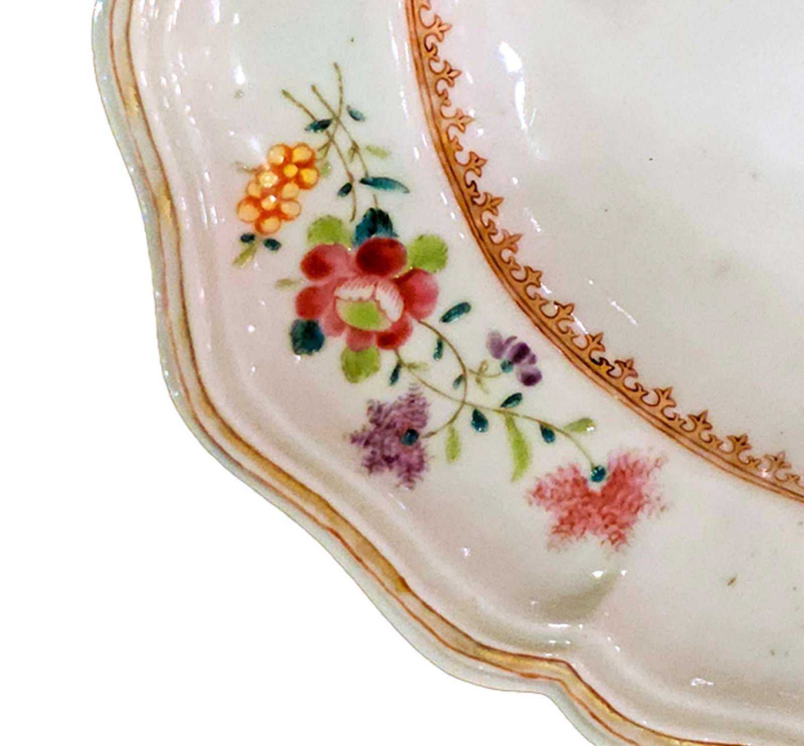 Mid 18th Century Chinese Export Porcelain Armorial Dish Arms of Hugget Quarterly Impaling Randolph - 4