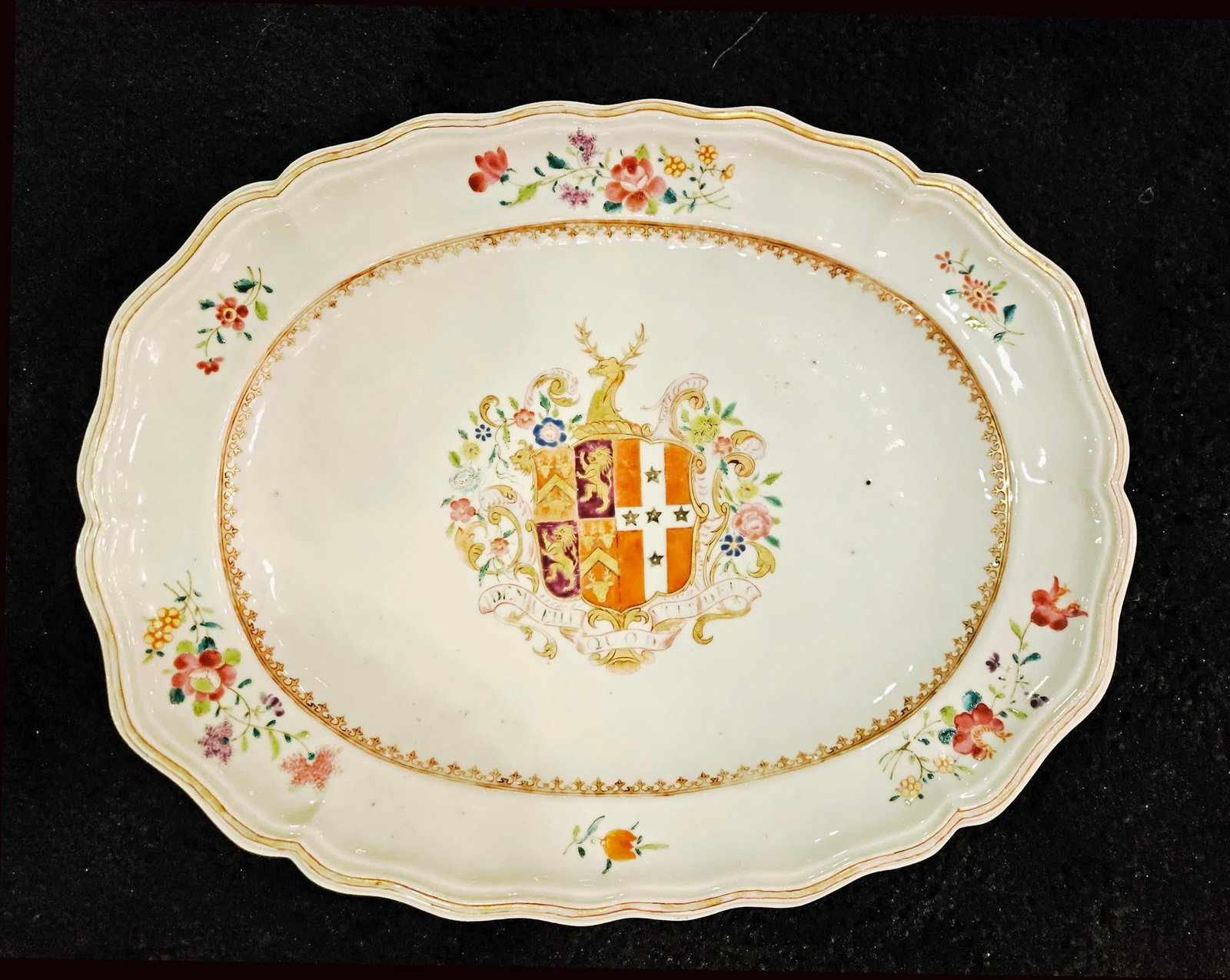 Mid 18th Century Chinese Export Porcelain Armorial Dish Arms of Hugget Quarterly Impaling Randolph - 9