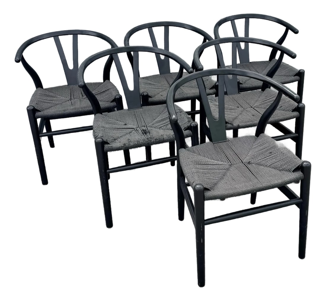 Vintage Weave Wishbone Dining Chairs - Set of 6 (1 of 11)