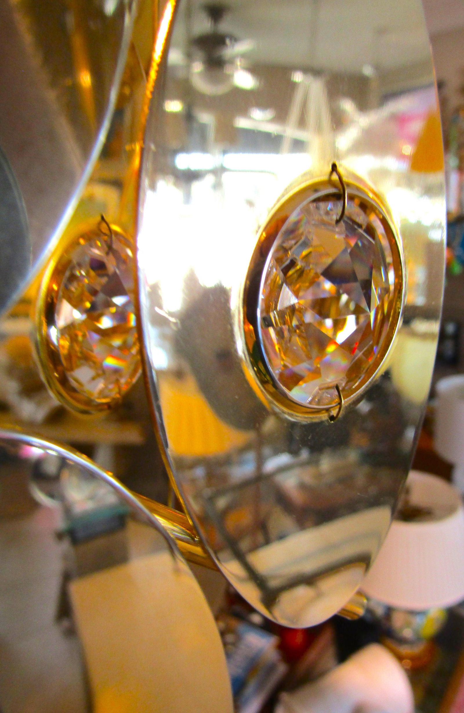 1970s Rare Gold Plated Brass Austrian Crystal Chandelier Attributed to Palwa - 11