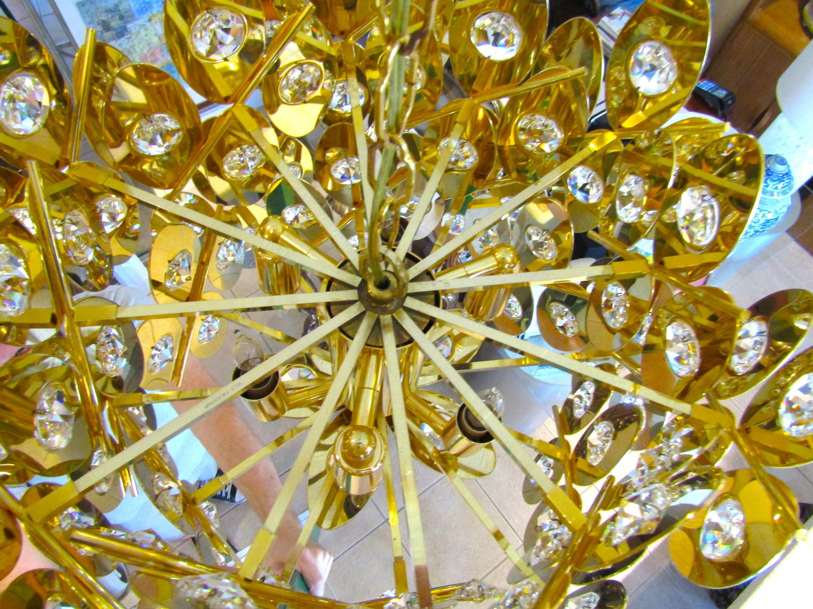 1970s Rare Gold Plated Brass Austrian Crystal Chandelier Attributed to Palwa - 13