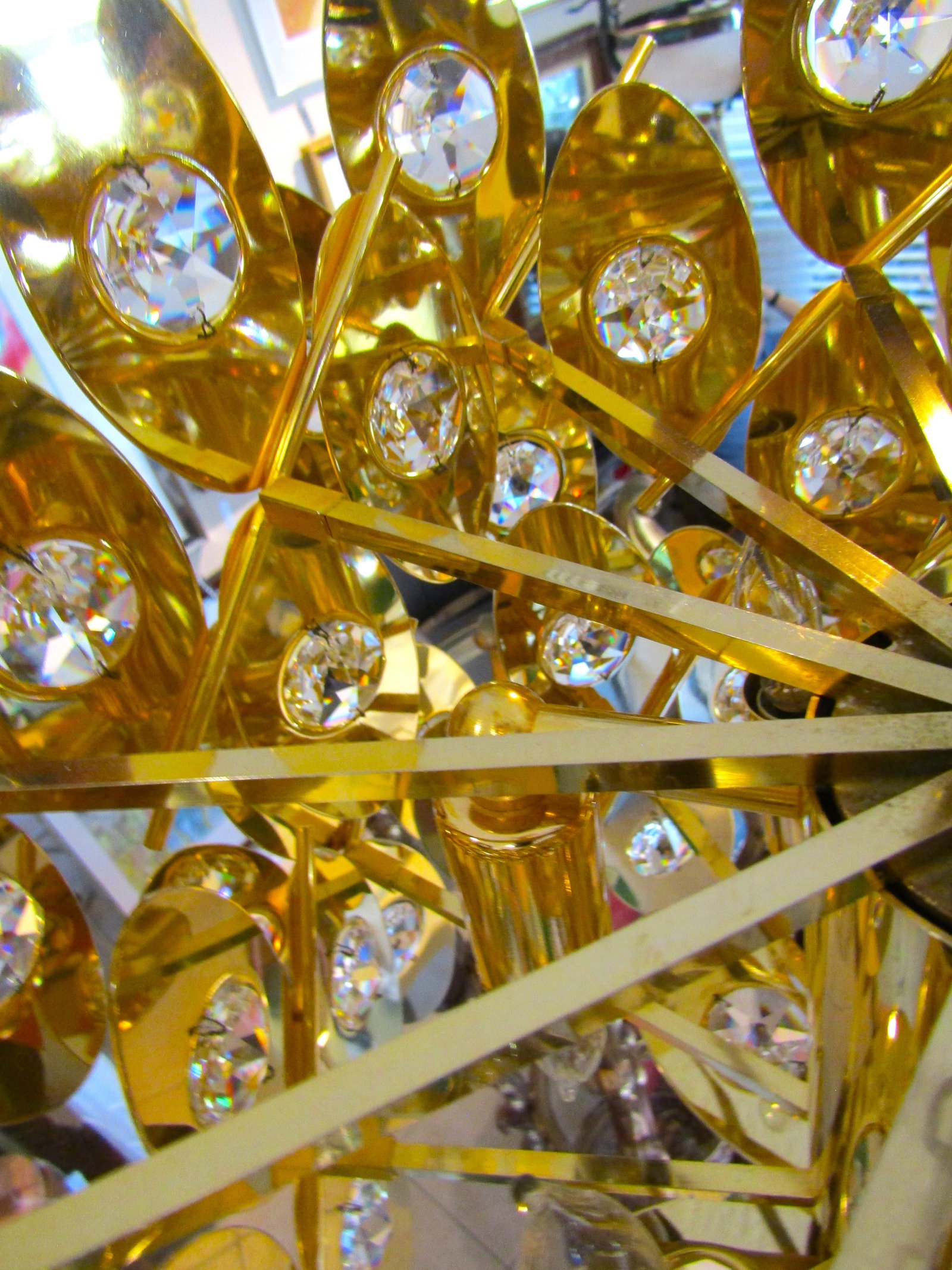 1970s Rare Gold Plated Brass Austrian Crystal Chandelier Attributed to Palwa - 14