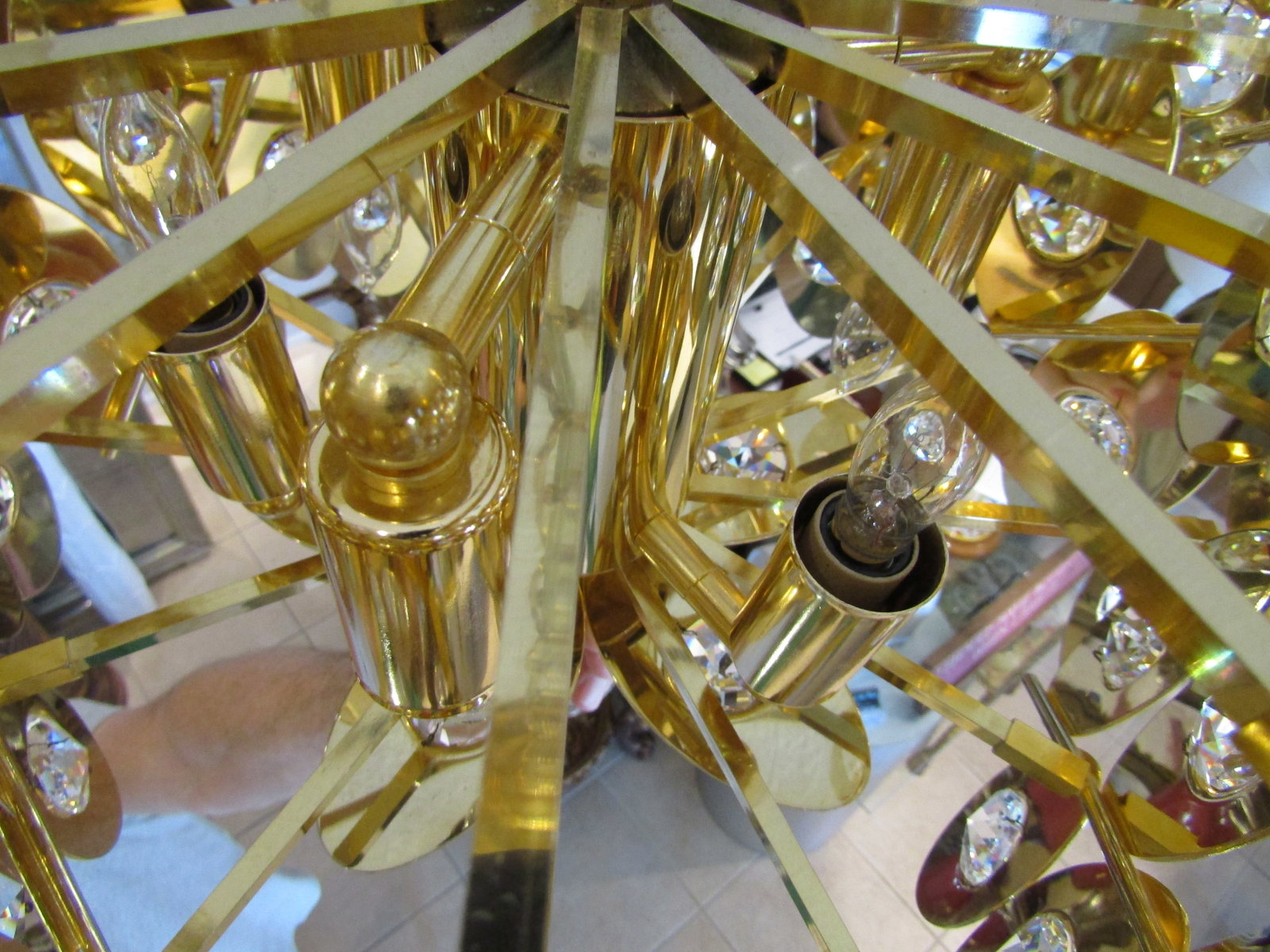 1970s Rare Gold Plated Brass Austrian Crystal Chandelier Attributed to Palwa - 16