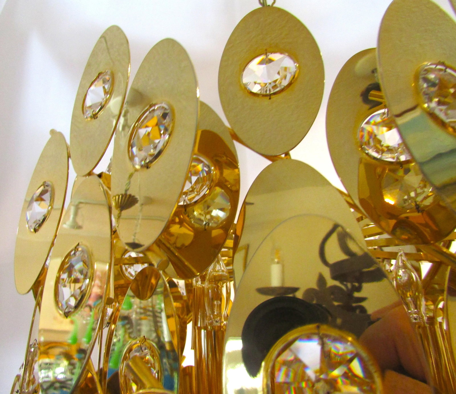 1970s Rare Gold Plated Brass Austrian Crystal Chandelier Attributed to Palwa - 7