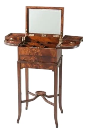 Theodore Alexander Althorp Collection #11070 Spencer Dressing Box: Age: Approx. 5 Years Old Details: Model TA-AL11070 Althorp Collection The Spencer Dressing Box Gorgeous Figural Mahogany Hidden Locking Drawer Many Moving & Removable Compartments Very Unique Piece