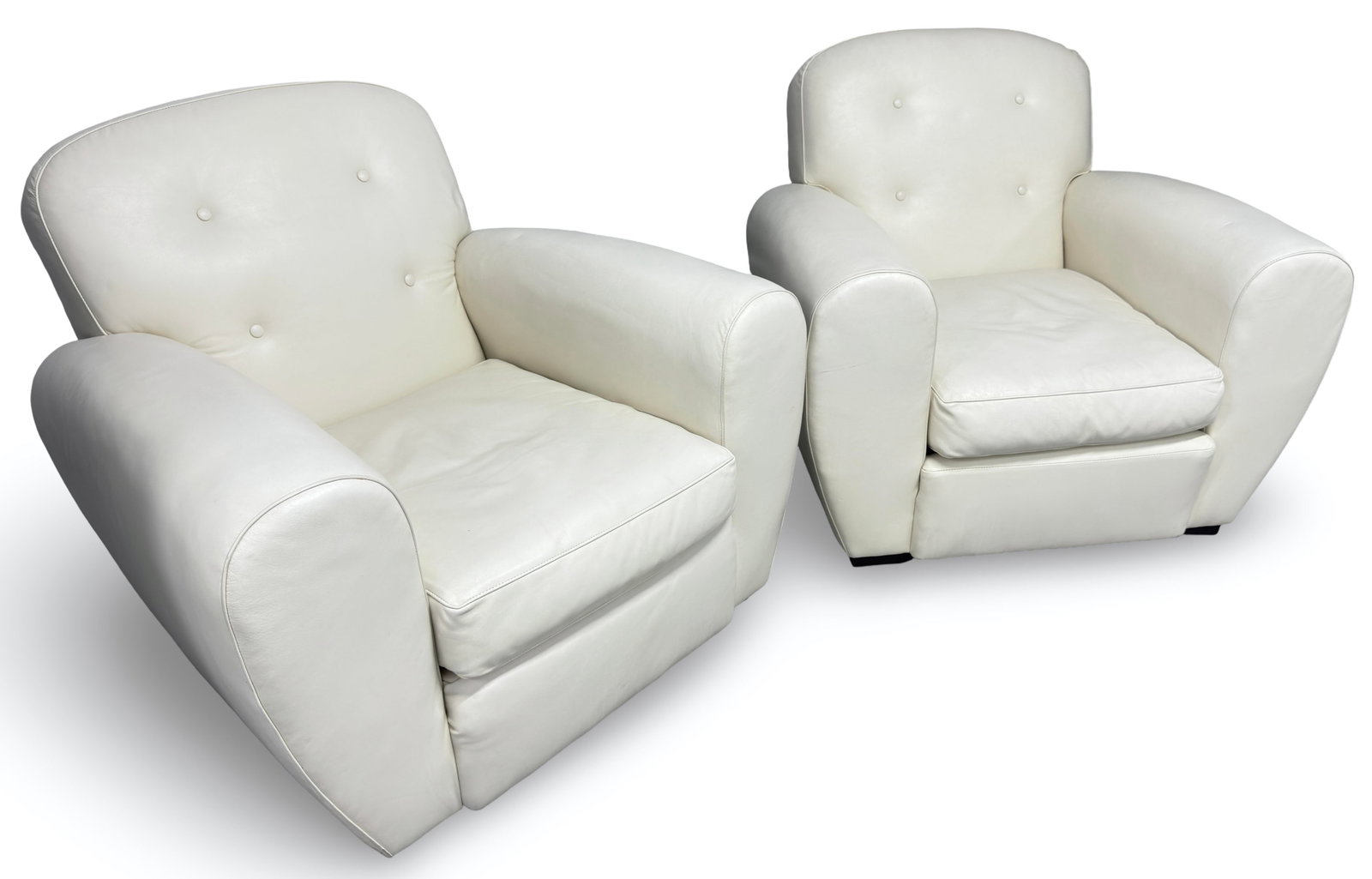 Pair of Signed Ralph Lauren Vintage Art Deco Leather Club Chairs - 4