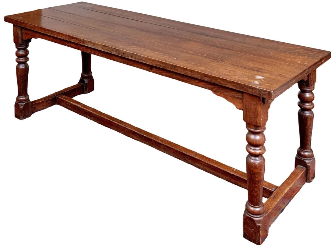 Antique English Oak Farmhouse Dining Table - 2