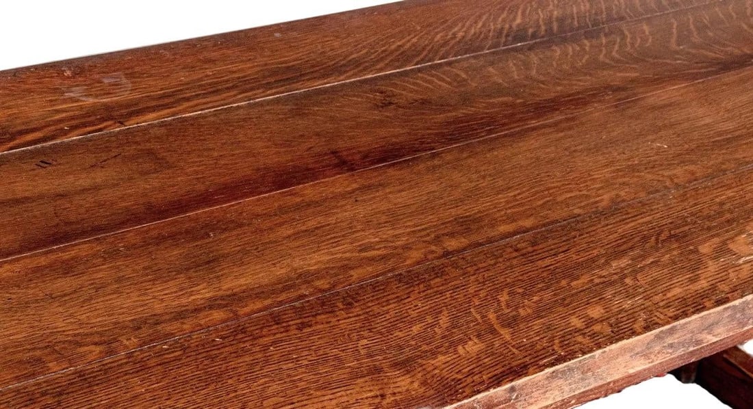 Antique English Oak Farmhouse Dining Table - 3