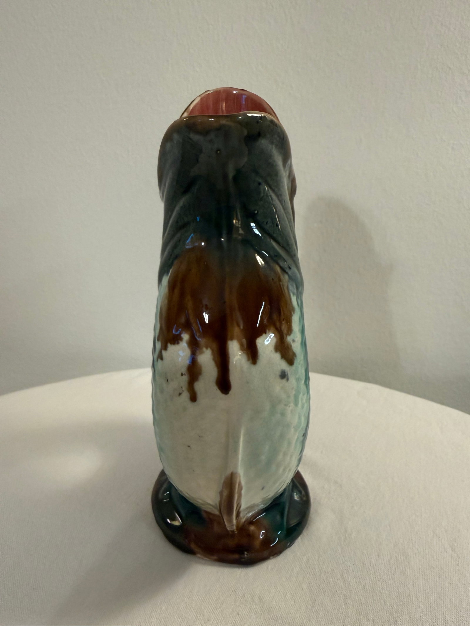 Early 20th Century Majolica Gurgling Fish Antique Pitcher - 3
