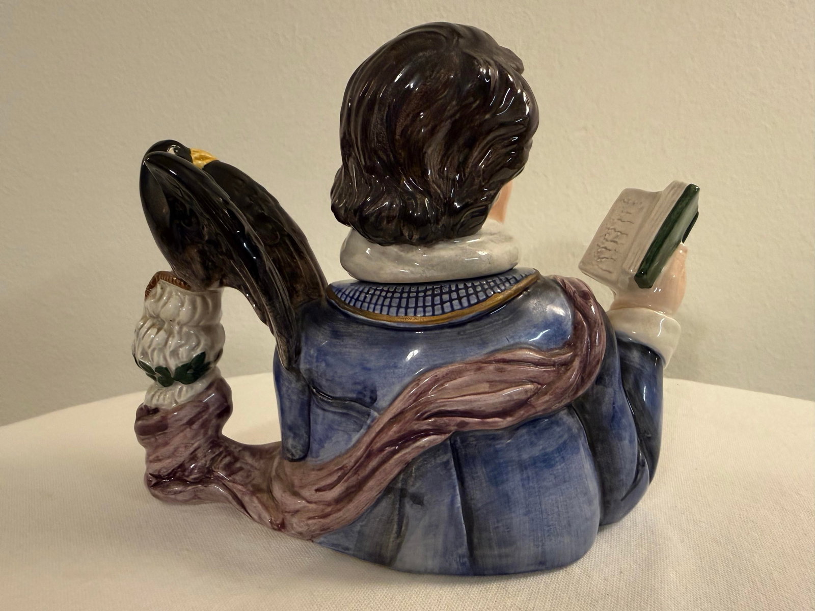 1990s Fitz and Floyd Edgar Allan Poe Character Jug With Raven – Literary Figural Pitcher - 2