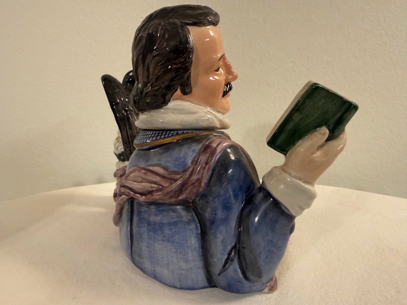 1990s Fitz and Floyd Edgar Allan Poe Character Jug With Raven – Literary Figural Pitcher - 3