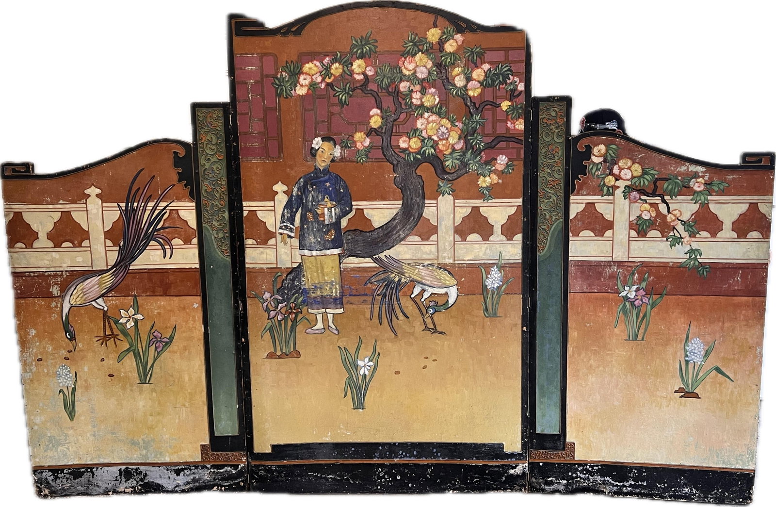 Monumental Chinoiserie Three-Panel Triptych Screen, Lake Geneva, Wisconsin, C. 1900–1920" - 3