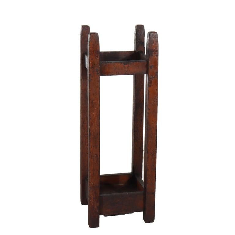 Antique Gustave Stickley Arts & Crafts Mission Oak Umbrella Stand C1910 - 3
