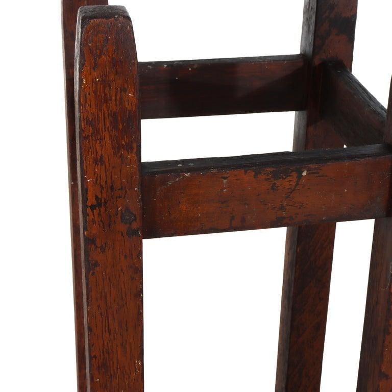 Antique Gustave Stickley Arts & Crafts Mission Oak Umbrella Stand C1910 - 4