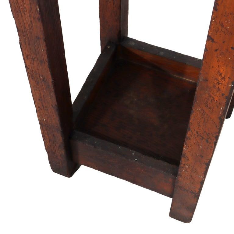Antique Gustave Stickley Arts & Crafts Mission Oak Umbrella Stand C1910 - 7