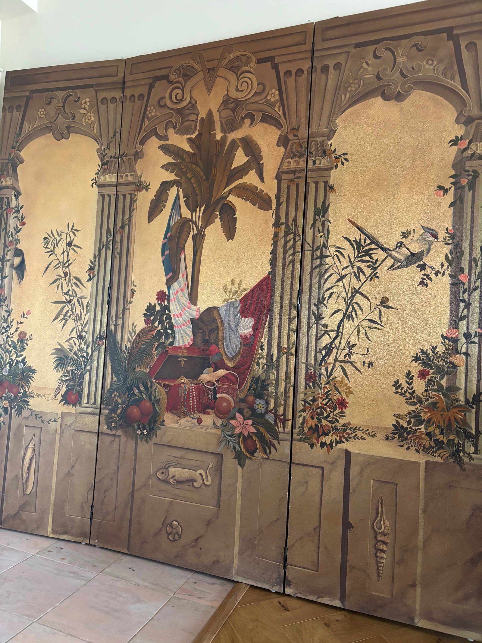 1980s Maitland-Smith Neo Classical Four Panel Screen Divider - 2