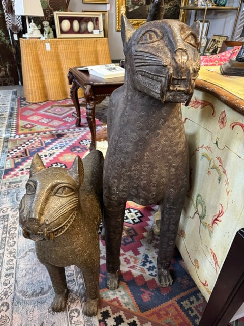 Antique Pair of Bronze Royal Leopard Sculptures From Benin - 18