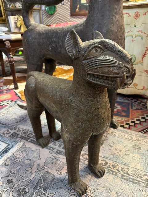 Antique Pair of Bronze Royal Leopard Sculptures From Benin - 2