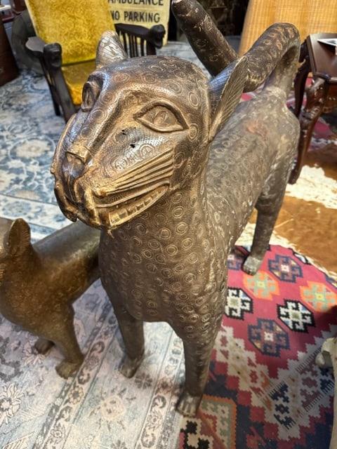 Antique Pair of Bronze Royal Leopard Sculptures From Benin - 5