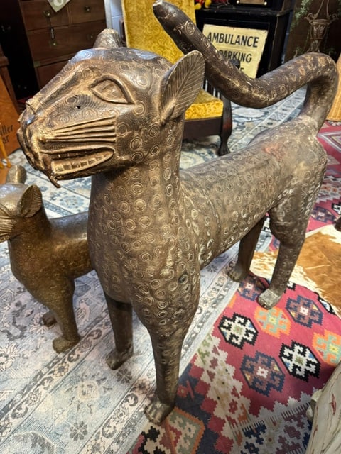 Antique Pair of Bronze Royal Leopard Sculptures From Benin - 6