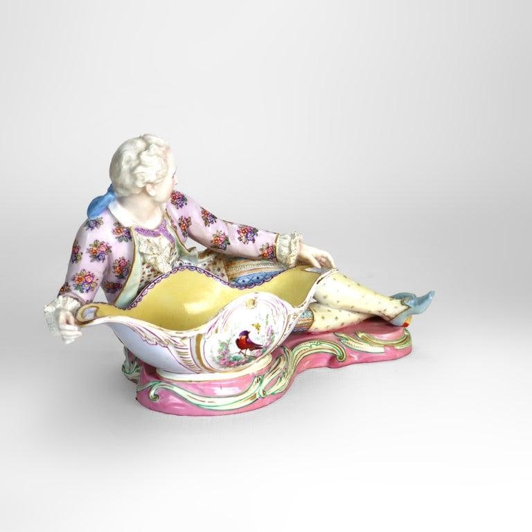 1880 Sevres Attr. Bisque Porcelain Figural Sweetmeat Dish - 7