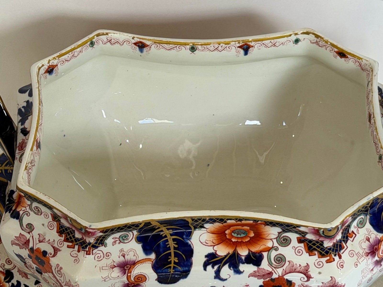 Antique Staffordshire Style Ironstone Valentia" Imari Transferware Covered Tureen & Platter - 5