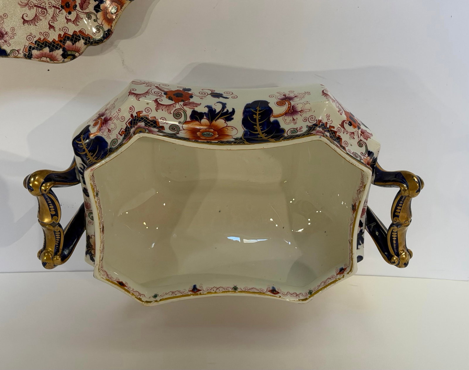 Antique Staffordshire Style Ironstone Valentia" Imari Transferware Covered Tureen & Platter - 6