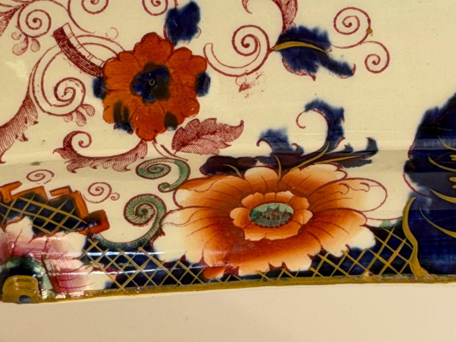 Antique Staffordshire Style Ironstone Valentia" Imari Transferware Covered Tureen & Platter - 8