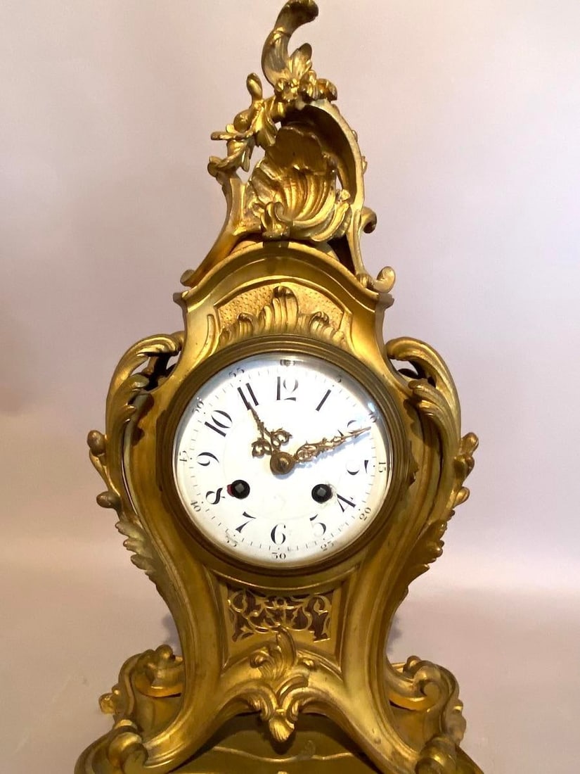 19th C French Louis XV S. Marti Ormolu Mantel Clock 1Pc - 3