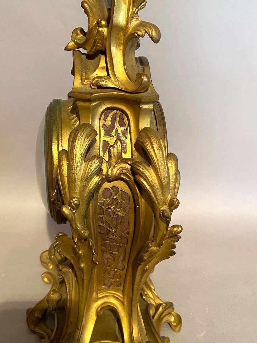 19th C French Louis XV S. Marti Ormolu Mantel Clock 1Pc - 6