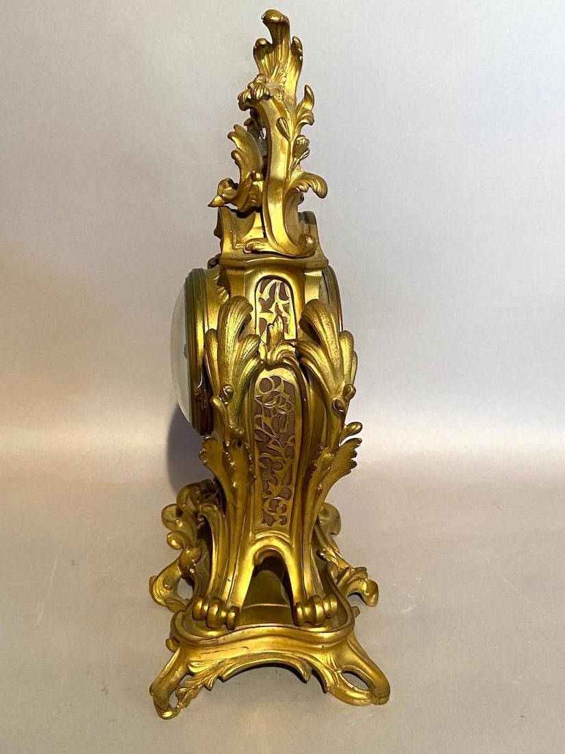 19th C French Louis XV S. Marti Ormolu Mantel Clock 1Pc - 9