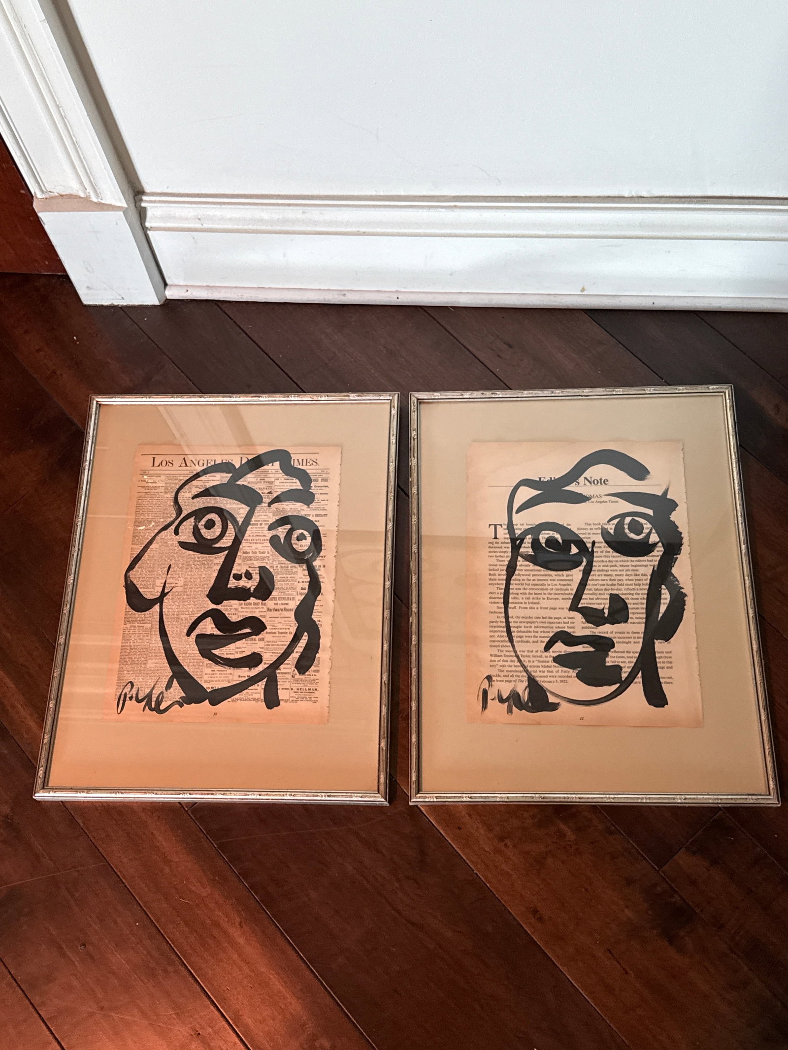 1970s Peter Keil Abstract Painting Pair on Newsprint - 2