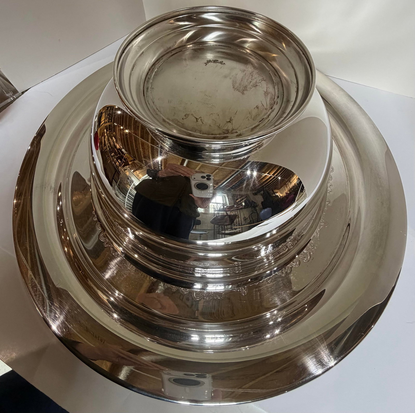 Vintage Gotham Silver Plate Punch Bowl Set With 12 Cups, Tray & Ladle – Mid-Century - 7